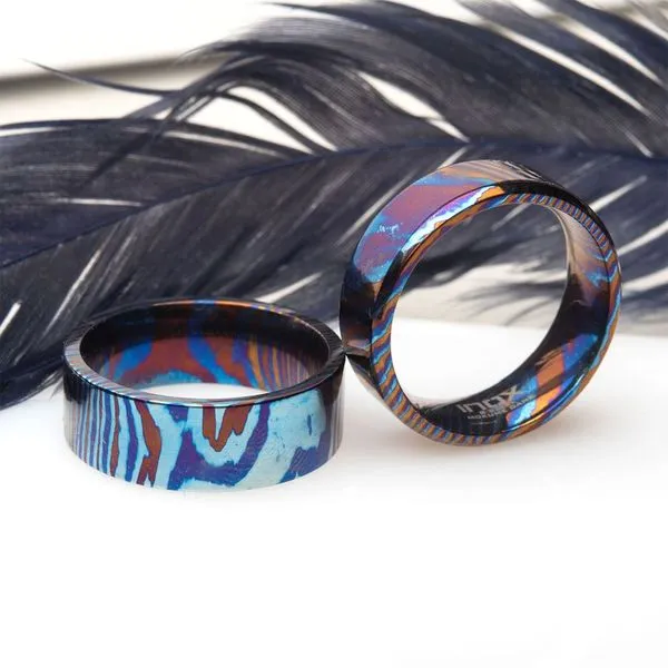 Raindrop Pattern Mokume Gane Inlay Titanium Ring Image 5 Alan Miller Jewelers Oregon, OH