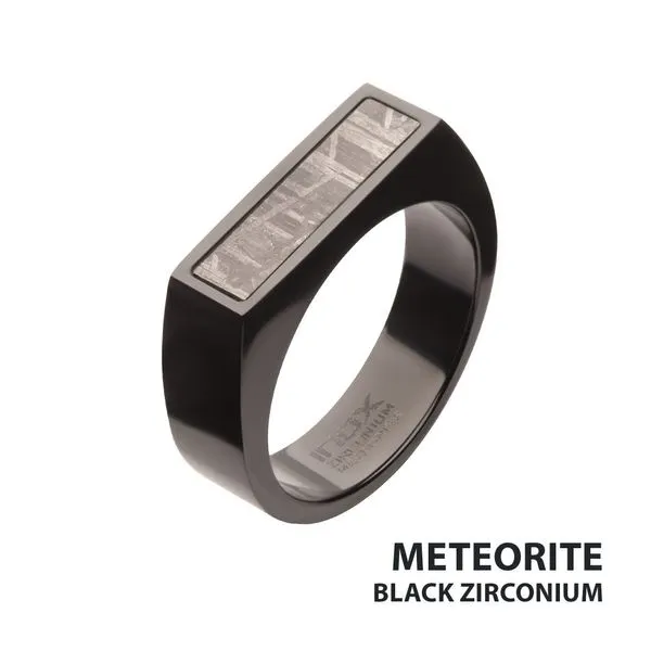 Black Zirconium Meteorite Inlay Signet Ring Alan Miller Jewelers Oregon, OH