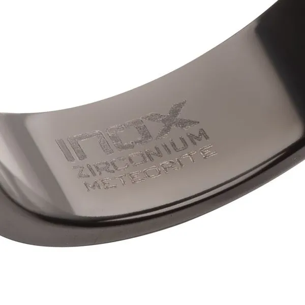 Black Zirconium Meteorite Inlay Signet Ring Image 4 Alan Miller Jewelers Oregon, OH