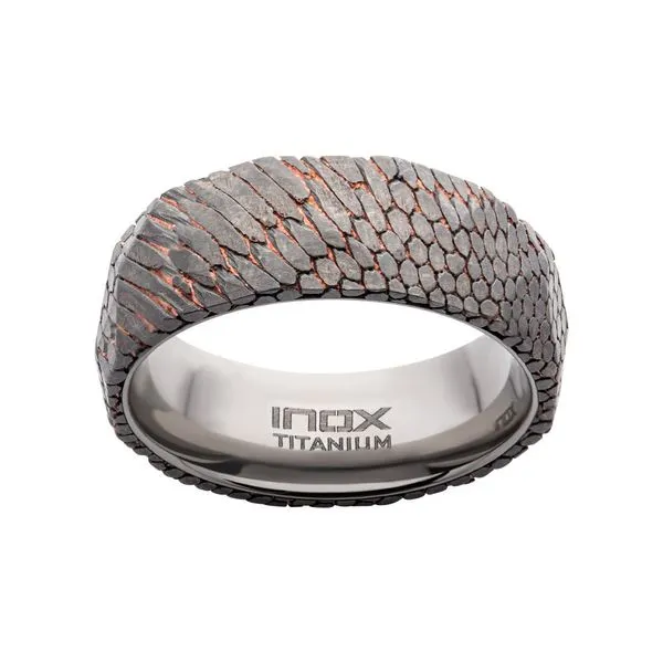 Flat Etched Niobium SuperConductor Titanium Comfort Fit Ring Image 2 Timmreck & McNicol Jewelers McMinnville, OR