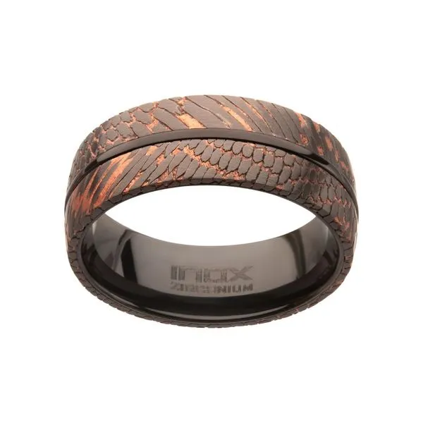 Double Flat Etched Niobium SuperConductor Black Zirconium Comfort Fit Ring Image 2 Valentine's Fine Jewelry Dallas, PA