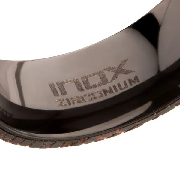 Flat Etched Niobium SuperConductor Edge Black Zirconium Hammered Comfort Fit Ring Image 4 Rihner's Jewelry Gretna, LA