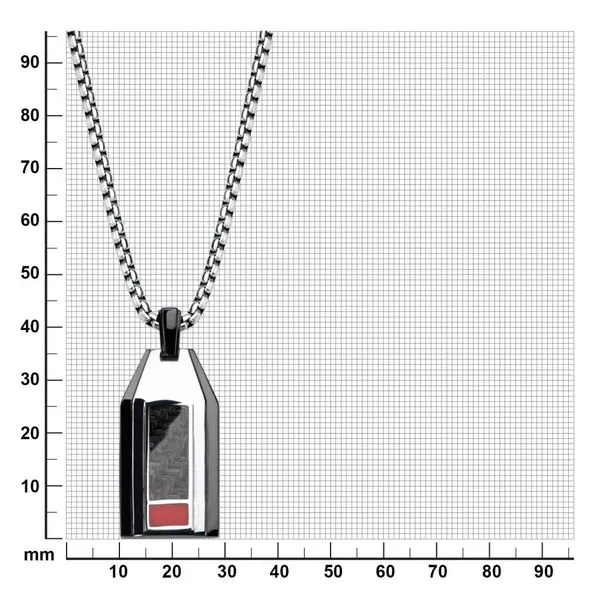 Polished Finish Black IP with a dash of red Carbon Fiber Weave Pattern Pendant with Steel Box Chain Image 4 Morin Jewelers Southbridge, MA