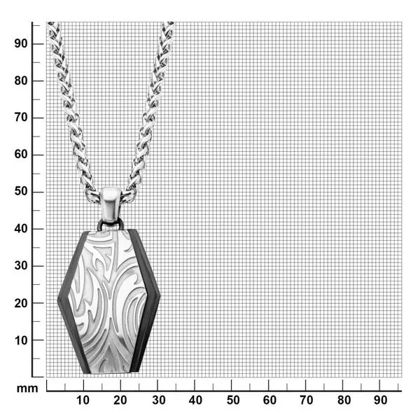 Polished Finish Black IP Frame with Brushed Finish Steel Grooves & Crests Dog Tag Pendant Image 5 Morin Jewelers Southbridge, MA