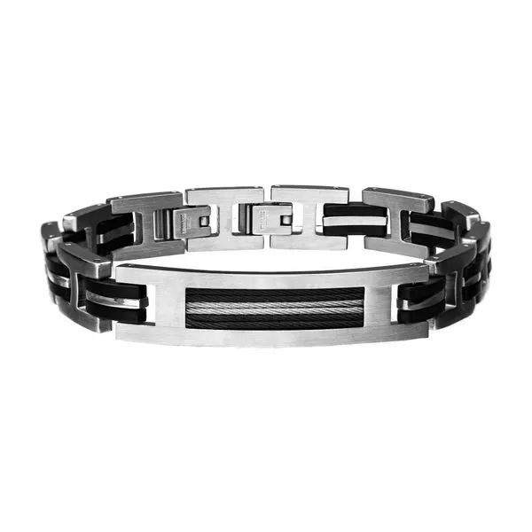Black IP Steel, Rubber and Cable Link Bracelet Carroll's Jewelers Fort Lauderdale, FL