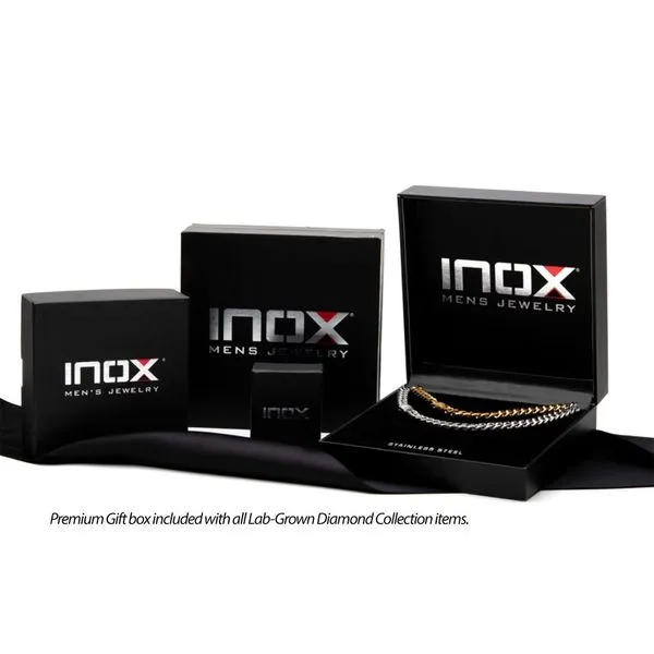 Stainless Steel Lab-Grown Diamond Matte Finish Beveled Cross Pendant Image 5 Ask Design Jewelers Olean, NY