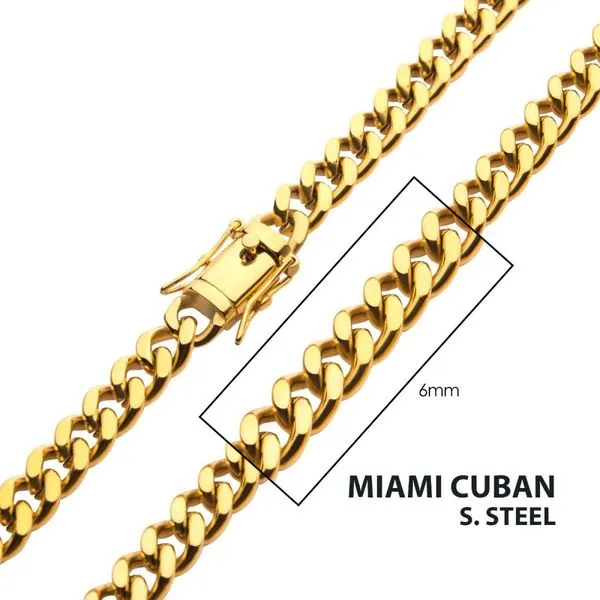 6mm 18Kt Gold IP Miami Cuban Chain Necklace Morin Jewelers Southbridge, MA