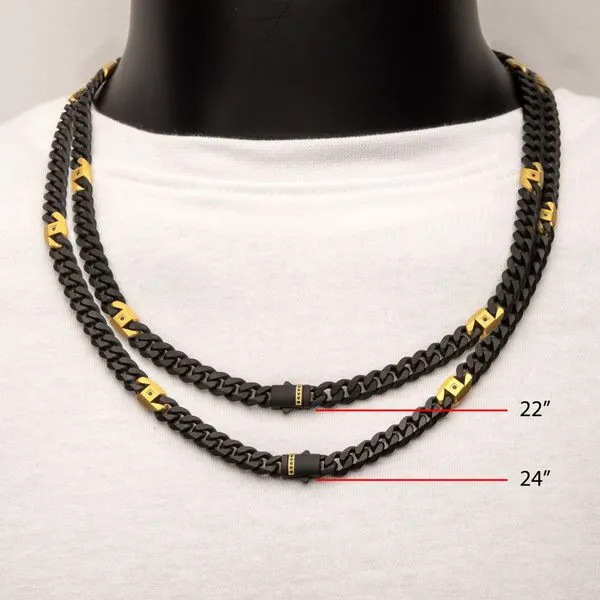 8mm Black IP Steel Matte Finish Miami Cuban Chain Necklace Image 5 Morin Jewelers Southbridge, MA