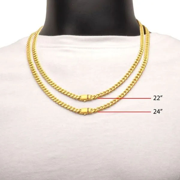 6mm 18Kt Gold IP Steel Matte Finish Miami Cuban Chain Necklace Genuine Black Sapphire Image 5 SIERRA MOON Auburn, CA