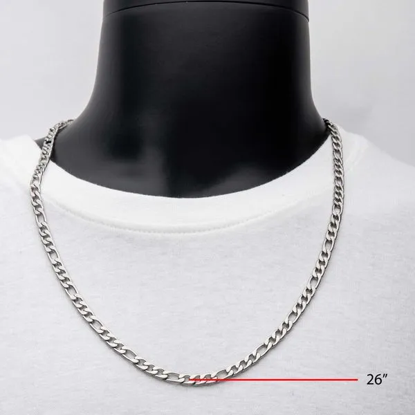 6mm Steel Figaro Chain Necklace Image 3 Morin Jewelers Southbridge, MA
