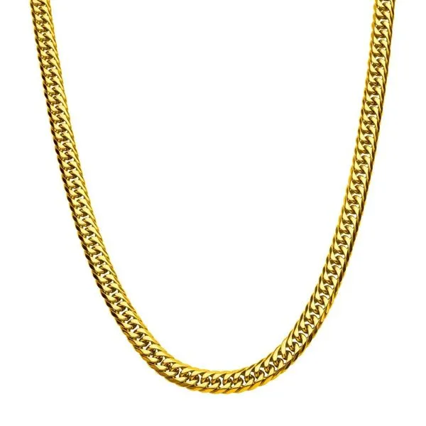 8mm 18Kt Gold IP Dome Curb Chain Necklace Image 2 Morin Jewelers Southbridge, MA