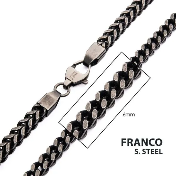 6mm Oxidized Steel Franco Chain Necklace Morin Jewelers Southbridge, MA