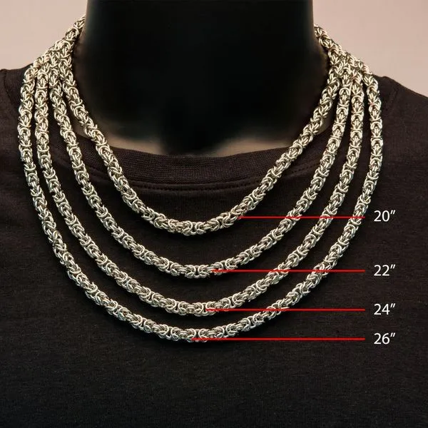6mm Steel King Byzantine Chain Necklace Image 3 Spath Jewelers Bartow, FL