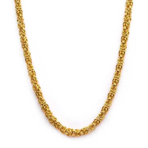 6mm 18Kt Gold IP King Byzantine Chain Necklace Image 2 Daniel Jewelers Brewster, NY