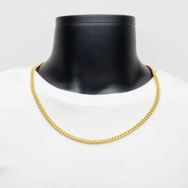 6mm 18Kt Gold IP Miami Cuban Chain Necklace with CNC Precision Set CZ Double Tab Box Clasp  Image 3 Alan Miller Jewelers Oregon, OH