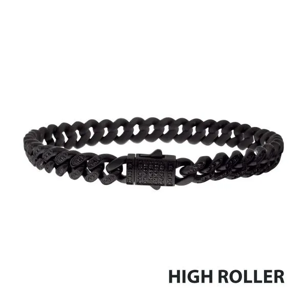 8mm Black IP Steel Miami Cuban Chain Bracelet with 1mm CNC Set Black Spinel Rihner's Jewelry Gretna, LA
