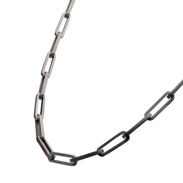 Gun Metal IP Steel Paperclip Link Chain Necklace Image 3 Ask Design Jewelers Olean, NY