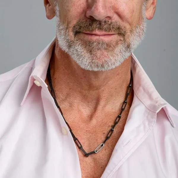 Gun Metal IP Steel Paperclip Link Chain Necklace Image 5 Ask Design Jewelers Olean, NY