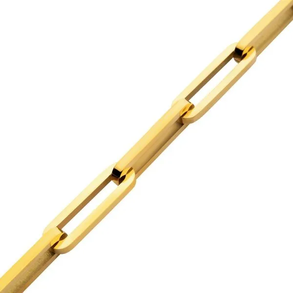 18Kt Gold IP Steel Paperclip Link Chain Bracelet Image 3 Banks Jewelers Burnsville, NC