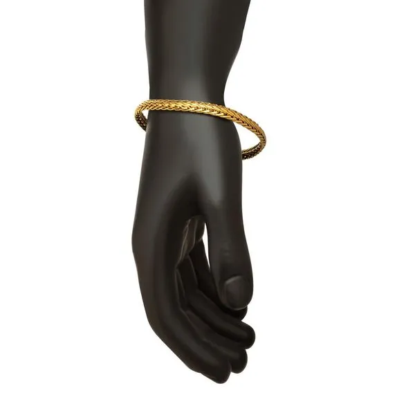 18Kt Gold IP Double Diamond Cut Spiga Chain Bracelet Image 4 Daniel Jewelers Brewster, NY