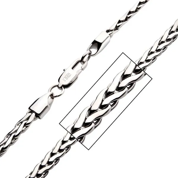5mm High Polished Finish Stainless Steel Spiga Chain Necklace Banks Jewelers Burnsville, NC