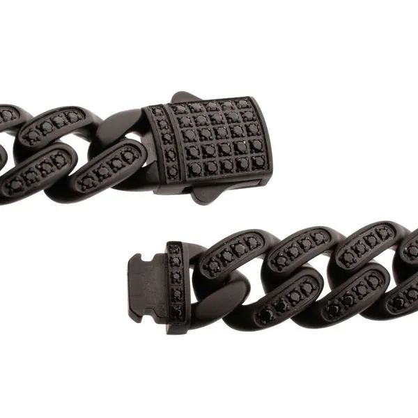 12mm Matte Blackout Miami Cuban Chain Bracelet with CNC-set Black Spinel Stones Image 3 Rihner's Jewelry Gretna, LA
