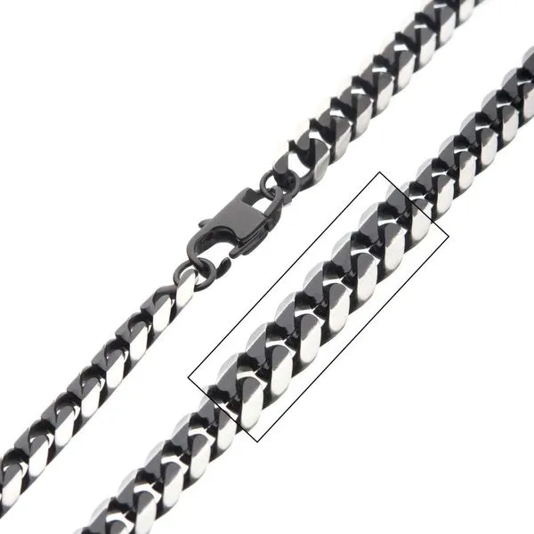 Stainless Steel Black IP 8mm Diamond Curb Chain Necklace Alan Miller Jewelers Oregon, OH