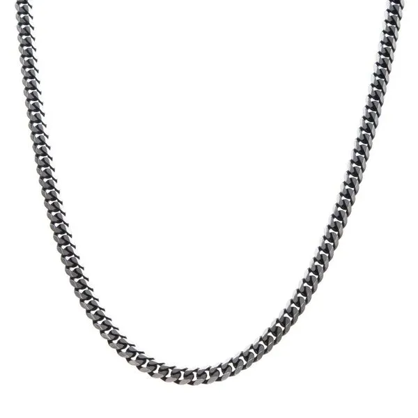 Stainless Steel Black IP 8mm Diamond Curb Chain Necklace Image 2 Alan Miller Jewelers Oregon, OH