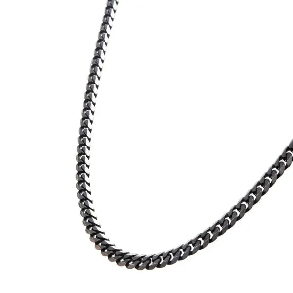 Stainless Steel Black IP 8mm Diamond Curb Chain Necklace Image 3 Alan Miller Jewelers Oregon, OH