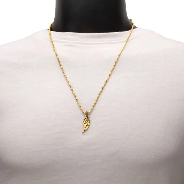 18Kt Gold IP Matte Finish Steel Oxidized Phoenix Pendant with Brown Glint of Black Sapphire Bail Image 5 Woelk's House of Diamonds Russell, KS