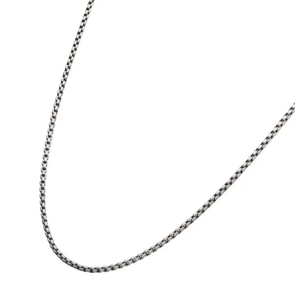 2.6mm 925 Italy Silver Black Rhodium Plated Brushed Satin Finish Box Chain Necklace Image 3 Thomas A. Davis Jewelers Holland, MI