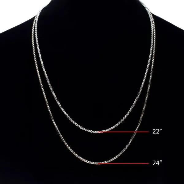 2.6mm 925 Italy Silver Black Rhodium Plated Brushed Satin Finish Box Chain Necklace Image 4 Cellini Design Jewelers Orange, CT