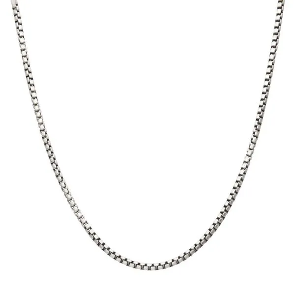 3.6mm 925 Italy Silver Black Rhodium Plated Brushed Satin Finish Box Chain Necklace Image 2 Rihner's Jewelry Gretna, LA