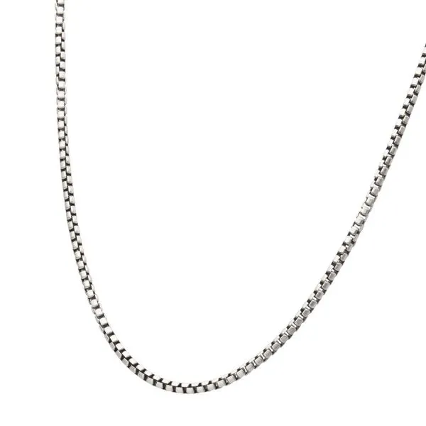 3.6mm 925 Italy Silver Black Rhodium Plated Brushed Satin Finish Box Chain Necklace Image 3 Rihner's Jewelry Gretna, LA