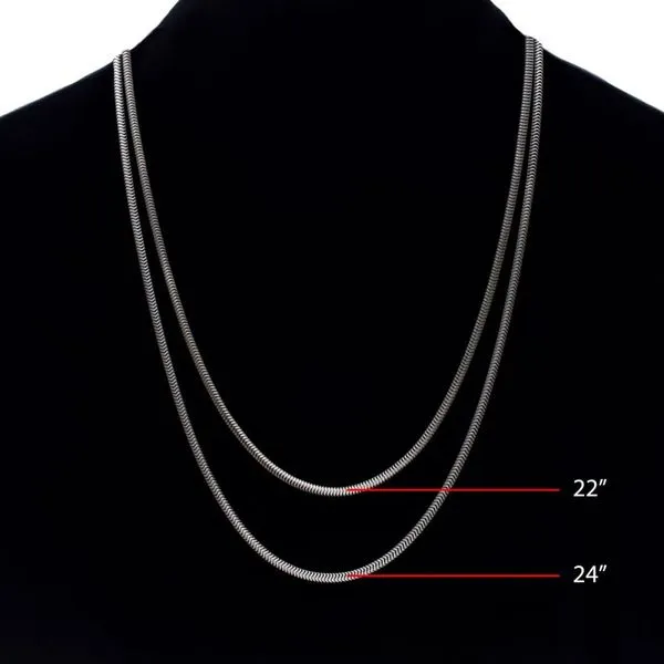 2.4mm 925 Italy Silver Black Rhodium Plated Brushed Satin Finish Snake Chain Necklace Image 4 Thomas A. Davis Jewelers Holland, MI