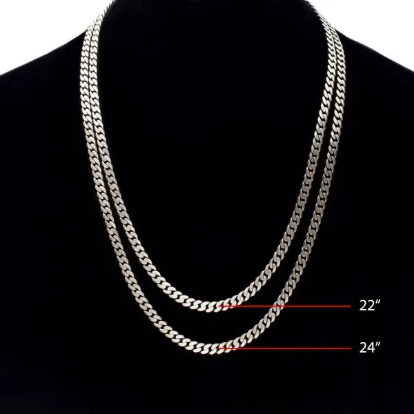 5.4mm 925 Italy Silver Black Rhodium Plated Brushed Satin Finish Diamond Cut Curb Chain Necklace Image 4 Daniel Jewelers Brewster, NY