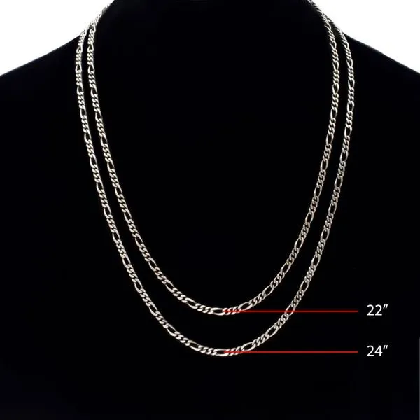 3.6mm 925 Italy Silver Black Rhodium Plated Brushed Satin Finish Figaro Chain Necklace Image 4 Alan Miller Jewelers Oregon, OH