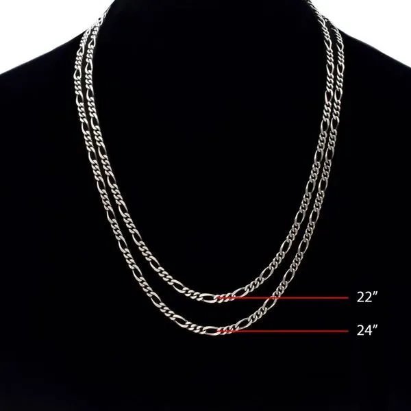 4.3mm 925 Italy Silver Black Rhodium Plated Brushed Satin Finish Figaro Chain Necklace Image 4 Cellini Design Jewelers Orange, CT