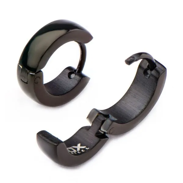 9mm/4mm Inox Jewelry Black IP Huggies Earrings Alan Miller Jewelers Oregon, OH