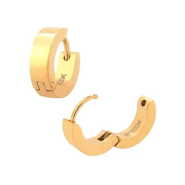 Gold IP Plain Huggies Earrings Alan Miller Jewelers Oregon, OH