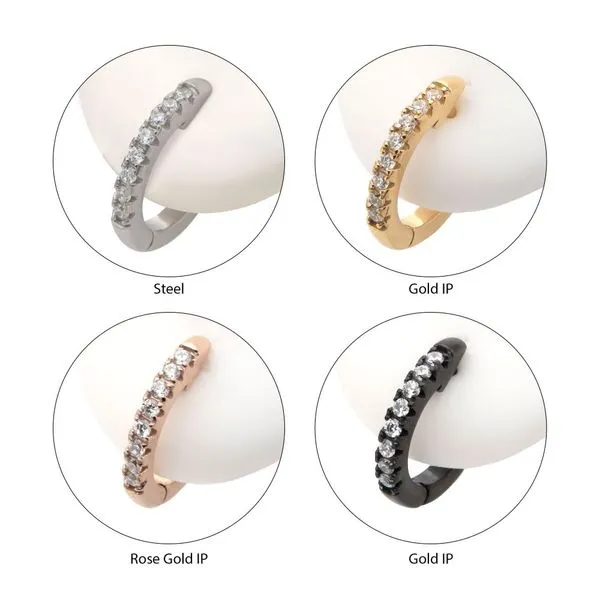 Stainless Steel with Prong Set 9pcs Clear AAA CZ Huggie Earrings Image 2 Alan Miller Jewelers Oregon, OH