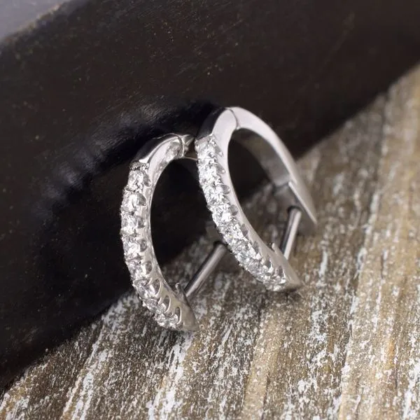 Stainless Steel with Prong Set 9pcs Clear AAA CZ Huggie Earrings Image 3 Alan Miller Jewelers Oregon, OH