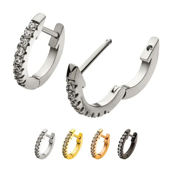 Stainless Steel with Prong Set 9pcs Clear AAA CZ Huggie Earrings Morin Jewelers Southbridge, MA