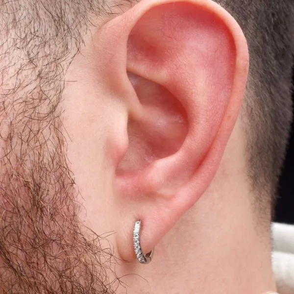 Stainless Steel with Prong Set 9pcs Clear AAA CZ Huggie Earrings Image 5 Morin Jewelers Southbridge, MA