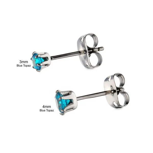 20g Titanium Post and Butterfly Back with 6-Prong Gem Stud Earrings Image 3 Spath Jewelers Bartow, FL