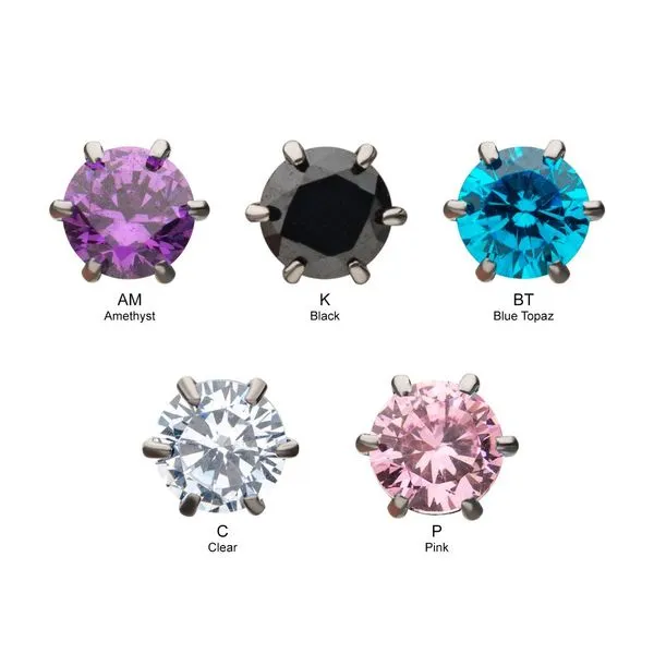20g Titanium Post and Butterfly Back with 6-Prong Gem Stud Earrings Image 2 Morin Jewelers Southbridge, MA
