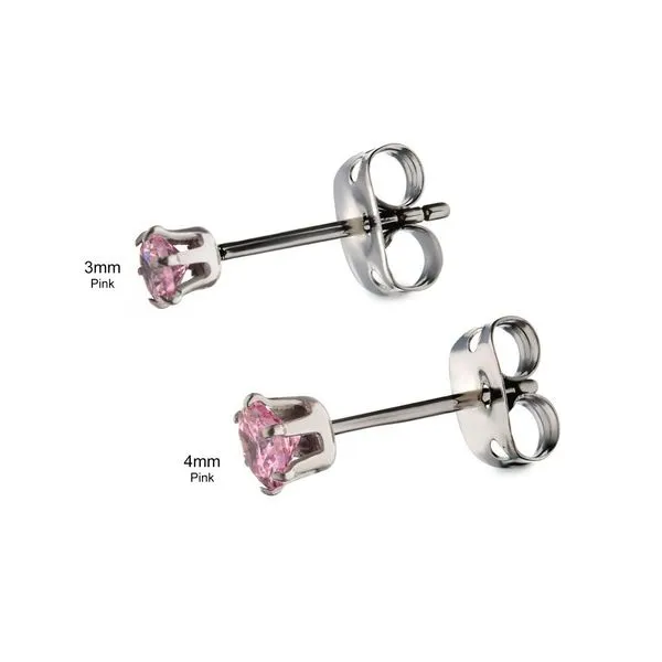 20g Titanium Post and Butterfly Back with 6-Prong Gem Stud Earrings Image 3 Morin Jewelers Southbridge, MA