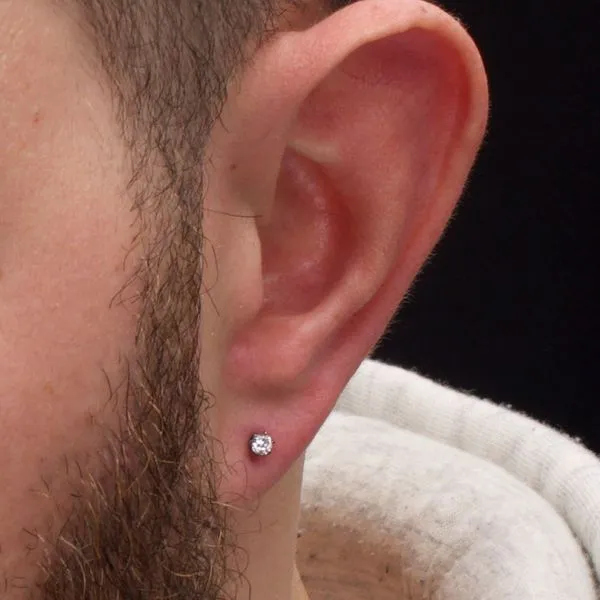 20g Titanium Post and Butterfly Back with 6-Prong Gem Stud Earrings Image 5 Morin Jewelers Southbridge, MA