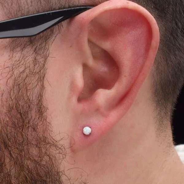 20g Titanium Post and Butterfly Back with 4-Prong Opal Stud Earrings Image 5 Spath Jewelers Bartow, FL