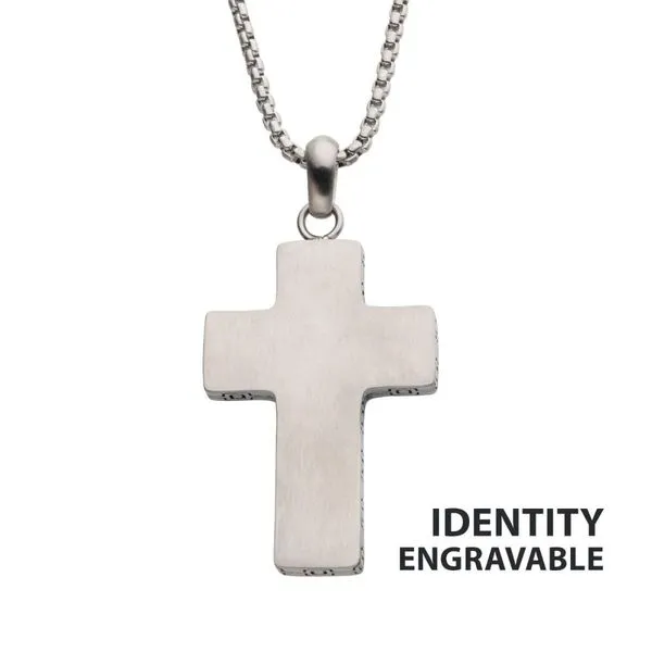Steel Engravable Cross Pendant with Round Box Chain Morin Jewelers Southbridge, MA